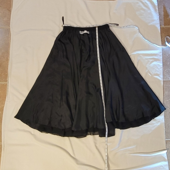 Oleg Cassini Black Tie Black Silk A-Line Maxi Skirt Size 12 - Picture 16 of 16